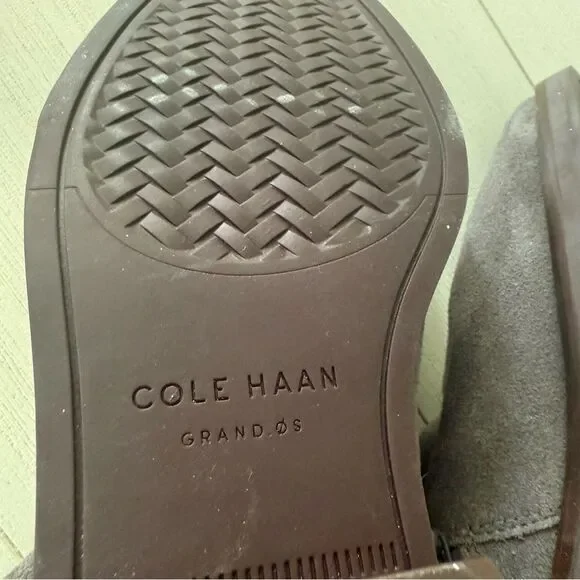 Cole Haan River Waterproof Suede Booties in Gray with Wood Heel 8.5 NWOB - Picture 9 of 11